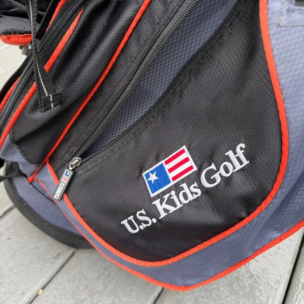 US Kids Golf USKG 51 Junior Stand Bag Grey Black Orange Lightweight Dual Strap